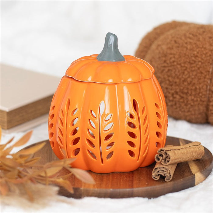 ORANGE LEAF CUT PUMPKIN WAX BURNER