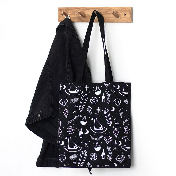 CRYSTAL WITCH PRINT POLY COTTON TOTE BAG