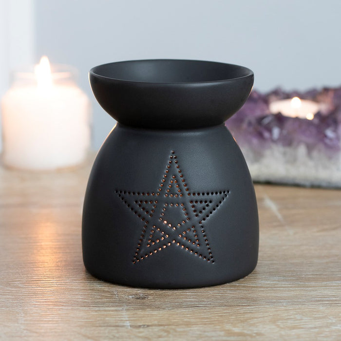 BLACK PENTAGRAM CUT OUT WAX BURNER