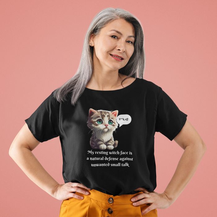 RESTING WITCH FACE CAT DESIGN T-SHIRT(CENSORED)